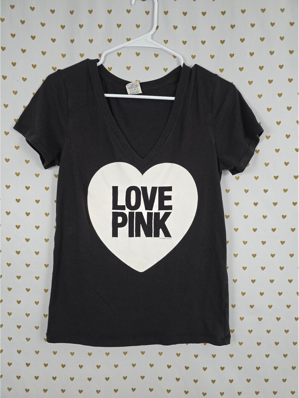 Victorias Secret PINK Vintage Heart Logo Love Tee shirt Medium Y2k